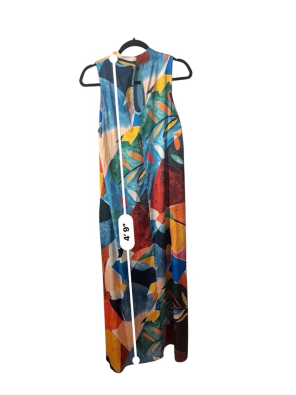 Size M Nicole Miller Multicolor Abstract Print Sleeveless Summer Maxi Dress - Picture 12 of 14